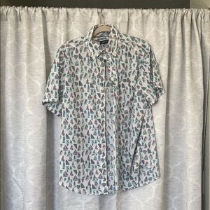 Men's Multicolor Sailboat Print Button Up Shirt